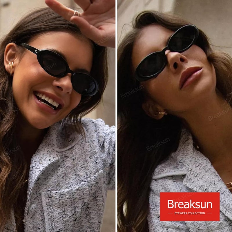 Breaksun Retro Oval Sunglasses for Women Men Fashion Small Oval Sunglasses 90s Vintage Shades - Image 2